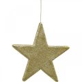 Floristik24 Adorno navideño estrella colgante brillo dorado 30cm 2pcs