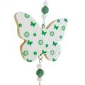 Floristik24 Decoración colgante corazón flor mariposa blanco, verde madera primavera decoración 6 piezas