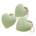 Corazón de madera colgador decorativo corazón de madera deco verde 12cm 3pcs