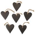 Floristik24 Decoración colgante corazón de pizarra corazones decorativos negro 7cm 6ud