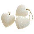 Colgador decorativo corazón de madera corazón decorativo para colgar blanco 12cm 3uds