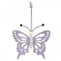 Floristik24 Colgador decorativo mariposas madera violeta/blanco 12×11cm 4uds