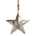 Decoración colgante estrella metal decoración navideña plata 15,5cm 3ud