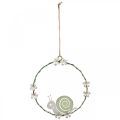 Floristik24 Anillo decorativo con caracol, decoración de primavera, decoración de metal verde / rosa Ø14,5cm juego de 2