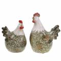 Floristik24 Figuras decorativas gallina y gallo gris, blanco, rojo 10,2cm x 7cm H12,7cm 2uds