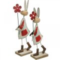Floristik24 Decoración de Pascua, conejo de metal, decoración de primavera, conejo de Pascua con flor rojo, beige H21cm 2pcs