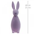 Floristik24 Deco Bunny Deco Conejito de Pascua Flocado Lila Púrpura H69cm