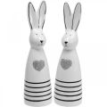 Floristik24 Conejo de cerámica blanco y negro, decoración de conejo de pascua pareja de conejos con corazón H20.5cm 2pcs