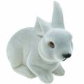 Floristik24 Figura decorativa conejo gris, decoración primaveral, conejito de pascua sentado flocado 3pcs