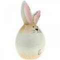 Floristik24 Conejito de pascua huevo blanco de cerámica figura decorativa conejo Ø6cm H11.5cm