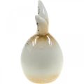 Floristik24 Conejito de pascua huevo blanco de cerámica figura decorativa conejo Ø6cm H11.5cm