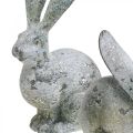 Floristik24 Conejo decorativo, figura de jardín con aspecto de cemento, shabby chic, decoración de Pascua con detalles plateados Al. 21/14 cm Juego de 2