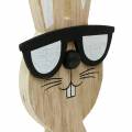 Floristik24 Conejos de madera con gafas de sol y cesta naturaleza, decoración de Pascua, figura de conejo con cesta de plantas, decoración de primavera 2 piezas
