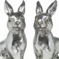 Floristik24 Deco conejo sentado Pascua decoración plata vintage H17cm 2pcs