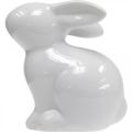 Floristik24 Liebre decorativa cerámica blanca conejito de Pascua sentado H8.5cm 4pcs