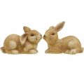 Floristik24 Conejito de pascua tumbado pareja de conejos de cerámica marrón figura decorativa 15,5cm 2uds