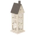 Floristik24 Casa decorativa de metal con ventanas y chimenea, 28 cm.