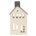 Casa decorativa de metal con chimenea y ventana, 24 cm. | Floristik24.es