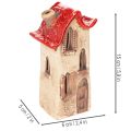 Decoración de casa de cerámica con techo rojo, casa iluminada, 15 cm, 2 piezas | Floristik24.es