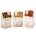 Floristik24 Juego de casas miniatura decorativas de cerámica, decoración de mesa, 9 cm, 3 piezas