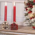 Portavelas de cerámica, casita decorativa con nieve para decoración de mesa, 7 cm, 2 piezas | Floristik24.es