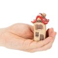 Juego de decoración de casas de cerámica, casitas pequeñas con techo rojo de 8 cm, 2 piezas | Floristik24.es