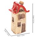 Juego de decoración de casas de cerámica, casitas pequeñas con techo rojo de 8 cm, 2 piezas | Floristik24.es