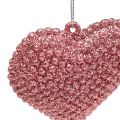 Floristik24 Corazón rosa para colgar con mica 6,5cm x 6,5cm 12pcs