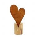 Floristik24 Corazón oxidado en el pie de madera 22cm x 11cm