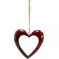 Floristik24 Corazón de madera, deco corazón para colgar, corazón deco rojo H15cm
