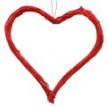 Floristik24 Bast corazón para colgar rojo 20cm 6pcs