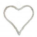 Floristik24 Bast corazón para colgar blanco 20cm 6uds