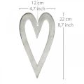 Floristik24 Corazón decorativo para colgar decoración de boda de aluminio plateado 22 × 12cm