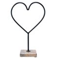 Floristik24 Decoración corazón negro metal madera base natural 20,5x10x10cm