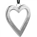 Floristik24 Corazón para colgar, decoración de metal, Navidad, decoración de boda plateada 11 × 11cm