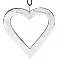 Floristik24 Corazón para colgar, decoración de metal, Navidad, decoración de boda plateada 11 × 11cm