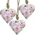 Floristik24 Corazón con estampado floral, Día de la Madre, colgante de metal H9cm 3pcs