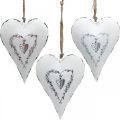 Floristik24 Corazones decorativos para colgar metal corazón de metal blanco 12×16cm 3uds