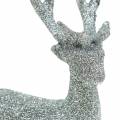 Floristik24 Figura para decorar ciervo plata brillo 9cm x 16cm
