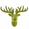 Floristik24 Cabeza de ciervo decorativa flocada verde musgo 30cm x 23cm
