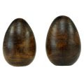 Floristik24 Huevos de madera madera de mango marrón Huevos de Pascua de madera Al 9,5–10 cm 2 unidades