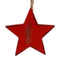 Floristik24 Colgante de madera estrella, corazón, árbol de Navidad rojo 6ud