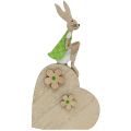 Floristik24 Conejo de madera en corazón 16,5cm 4pcs