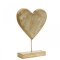 Corazón de madera corazón deco madera metal naturaleza estilo campestre 20x6x28cm