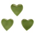 Floristik24 Corazones de madera corazones decorativos madera verde claro efecto brillante 4,5 cm 8 piezas