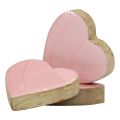 Floristik24 Corazones de madera corazones decorativos decoración de mesa rosa claro brillante 4,5 cm 8 piezas