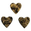 Floristik24 Corazones de madera corazones decorativos efecto brillo oro negro 4,5 cm 8 piezas