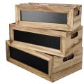 Floristik24 Caja de madera con pizarra para etiquetar, juego de 3, 36 cm