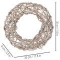 Corona de madera, corona decorativa, blanco natural, Ø30cm, H9.5cm | Floristik24.es