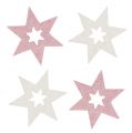 Floristik24 Estrella de madera 3,5cm rosa / blanco con purpurina 72pcs